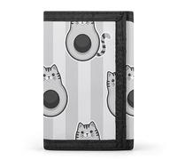 Cartera triple de estilo gris con diseño de aguacates de dibujos animados con hocico, orejas y cola de gato, elegante monedero con llavero, tarjetero para tarjetas de crédito, recibos, facturas, etc.,