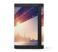 Cartera triple iluminada con diseño de San Francisco Skyline con ranuras para tarjetas, cartera para hombres y mujeres