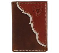 Cartera triple para hombre con dise o de cuero Ariat en dos tonos