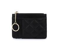 Cartera ultrafina para mujer con llavero, de piel sintética, color caramelo, para tarjetas de visita, Black, As show, Casual