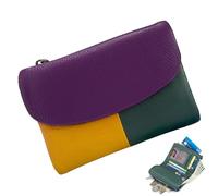 Cartera unisex de cuero de guijarro, nuevo modelo de diseño de dos tonos, monedero auténtico de grano completo con bolsillo para monedas con cremallera, múltiples ranuras para tarjetas y compartimento