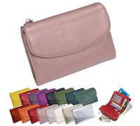 Cartera Unisex De Piel De Guijarro, Cartera Corta De Piel Auténtica Para Monedas Y Tarjetas, Pequeña Carteras Compacta De Bolsillo Plegable Con Tarjetero De Crédito, Organizador De Embrague De 5,3 (L)