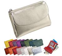 Cartera Unisex De Piel De Guijarro, Cartera Corta De Piel Auténtica Para Monedas Y Tarjetas, Pequeña Carteras Compacta De Bolsillo Plegable Con Tarjetero De Crédito, Organizador De Embrague De 5,3 (O)