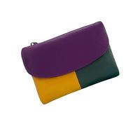 Cartera unisex de piel de guijarro, tarjetero de cuero suave con ventana de identificación con cremallera y bolsillo para monedas para mujeres y hombres, Multicolor G, Talla única, moda