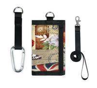 Cartera vintage con diseño de la bandera del Reino Unido y Londres, bolsa organizadora de dinero ligera y portátil