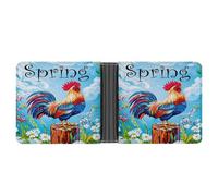 Cartera Welcome Spring Rooster para Hombre, de Cuero sintético PU Duradero, Plegable, con Bolsillo para Monedas y Tarjetero Seguro.