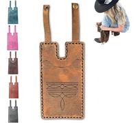 Cartera Western Boot con correa a presión, tarjetero de cuero hecho a mano para botas de vaquero, diseño delgado y compacto que cabe dentro de las botas, regalo para mujeres y hombres, Brown, 48