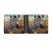 Cartera Zebra in The Wildflowers para Hombre, de Piel sintética Resistente, Plegable, con Monedero y Tarjetero Seguro.