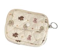 Carteras acolchadas con diseño floral, monedero de dibujos animados, bolsa de cambio para niñas, pequeñas bolsas de almacenamiento para monedas, maquillaje, pequeño almacenamiento, Oso cachorro