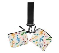 Carteras beige con silueta de símbolo de música para mujer, tamaño compacto, tarjetero con bolsillo con cremallera para uso diario, 2 unidades, Silueta de símbolo musical beige, 1 size, Casual