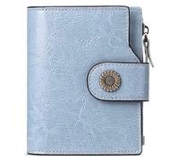 Carteras Cartera 100% de cuero for mujer, tarjetero corto con bloqueo, bolsillo for monedas de gran capacidad, monederos plegables for tarjetas de crédito Regalo ( Color : Blu , Size : 12.5x10.5cm )