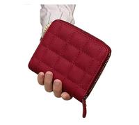 Carteras Cartera Cartera De Cuero Clásica for Mujer Estilo Corto Tarjetero Mate A Cuadros Monederos Simples Bolsillo for Monedas Portátil Resistente Al Desgarro Práctico ( Color : Black-1 , Size : Fas