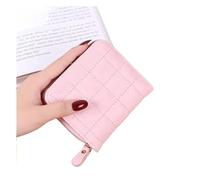 Carteras Cartera Cartera De Cuero Clásica for Mujer Estilo Corto Tarjetero Mate A Cuadros Monederos Simples Bolsillo for Monedas Portátil Resistente Al Desgarro Práctico ( Color : Pink , Size : Fashio