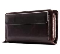 Carteras Cartera de cuero genuino for hombre, monederos de gran capacidad con cremallera, tarjetero for guardar tarjetas de crédito, cambio de bolsillo for monedas Durable ( Color : Coffee , Size : 12
