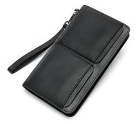 Carteras Cartera Titular de la Tarjeta Carteras de Cuero de Gran Capacidad con Bolso de Mano Monederos de Negocios con Cremallera Unisex Que Pueden almacenar Varias Monedas Durable (Color : Noir, Si