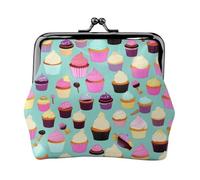 Carteras con patrón de cupcakes para mujer, monedero para mujer, cartera pequeña para mujer, adecuada para mujeres, elegante y personalizada, Negro -, Talla única, Art Deco