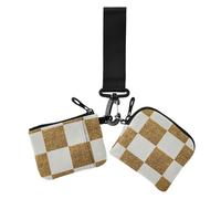 Carteras cuadradas de tablero de ajedrez con purpurina falsa para mujer, fundas para tarjetas, tamaño compacto, con cremallera, con correa de muñeca, para trabajo, viajes, 2 unidades, Cuadrados de