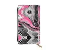 Carteras de cuero con estrellas arcoíris para mujeres y hombres, carteras grandes con 12 ranuras para tarjetas, cartera para pasaporte, Rosa abstracto mármol gris artístico, Talla única