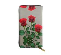 Carteras de cuero con redes de pesca de estrella de mar para mujeres y hombres, billetera grande con 12 ranuras para tarjetas, cartera para pasaporte, Flores de rosas rojas 1, Talla única
