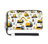 Carteras de cuero para mujer, diseño de excavadora, cartera pequeña con cremallera