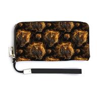 Carteras de cuero para mujer, diseño de tigre de rayo dorado, monedero de mano con cremallera