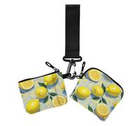 Carteras de doble muñeca con pintura al óleo con limón amarillo para mujer, billetera fina y plana con cremallera y bolsillo para monedas para mujer, 2 paquetes, Pintura al óleo con limón amarillo, 1