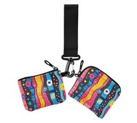 Carteras de doble pulsera para mujer, diseño de graffiti retro, con diseño de graffiti, con diseño de rayas coloridas, delgadas, desmontables, con llavero, 2 unidades, Retro Graffiti Art Colorful