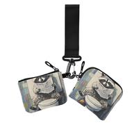Carteras de doble pulsera para mujer, diseño de mapache gris con diseño de caricatura, billetera fina y plana con cremallera y bolsillo con cremallera para uso diario, 2 paquetes, Lindo mapache gris