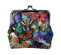Carteras de mariposa de color dibujadas a mano para mujer, monedero para mujer, cartera pequeña para mujer, adecuada para mujer, elegante y personalizada, Negro -, Talla única, Art Deco
