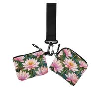 Carteras de mujer con diseño de flores y pintura al óleo de color rosa dorado con correa de muñeca, 2 paquetes, Pintura al óleo de oro rosa con flor, 1 size, Casual