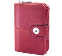 Carteras de Mujer pequeña Cuero PU Monedero Tarjetero Mujeres pequeño con Protección RFID Billetera con Cremallera para Mujer Corta, Múltiples Ranuras y Compartimentos (Fucsia)