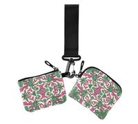 Carteras de muñeca dobles de estilo oriental para mujer, delgadas, portátiles, con llavero, para mujer, paquete de 2, Flora de estilo de Oriente Medio y verde, 1 size, Casual