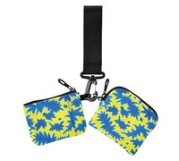 Carteras de muñeca dobles de teñido anudado azul y amarillo para mujer, cartera minimalista con cremallera y correa de muñeca para mujer, 2 paquetes, Tinte azul y amarillo, 1 size, Casual