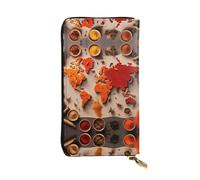 Carteras de piel de animales africanos para mujeres y hombres, billetera grande con 12 ranuras para tarjetas, cartera para pasaporte, Mapa del mundo hecho de especias, Talla única