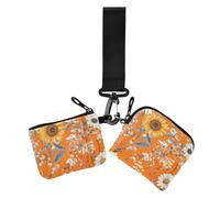 Carteras de pintura al óleo con girasoles retro amarillos para mujer, fundas para tarjetas de identificación de gran capacidad, protector con correa de muñeca para mujer, 2 paquetes, Pintura al óleo