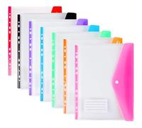 Carteras de plástico A4 con bolsillos perforados, 11 agujeros expandibles para bolsa de documentos de 2/3/4 anillos con botón a presión y etiqueta, hojas sueltas transparentes para oficina, escuela