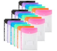 Carteras de plástico A4 con bolsillos perforados, carpetas expandibles de 11 agujeros para bolsa de documentos de 2/3/4 anillos con botón a presión y etiqueta, hojas sueltas transparentes para oficina