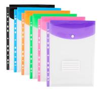 Carteras de plástico A4 con bolsillos perforados, carpetas expandibles de 11 agujeros para documentos de 2/3/4 anillos con botón a presión y etiqueta, hojas sueltas transparentes para oficina, escuela