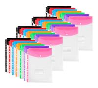 Carteras de plástico A4 con bolsillos perforados, carpetas expandibles de 11 agujeros para documentos de 2/3/4 anillos con botón a presión y etiqueta, hojas sueltas transparentes para oficina, escuela