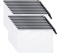 Carteras de plástico A4 (negras, tamaño carta A4, 18 u.), bolsa para documentos con cierre de malla transparente, bolsas de viaje con cierre, bolsas impermeables de Mifflin