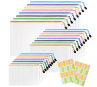 Carteras de plástico con cierre de cremallera, 24 carteras A4 con cremallera, bolsas A5 con cierre hermético impermeables, bolsillos de plástico, bolsa de malla A3 con cremallera, bolsa de