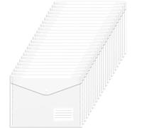 Carteras de plástico transparente A4 - 24 carteras de plástico con bolsillo para etiquetas, archivos de documentos, cartera de plástico A4