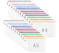 Carteras de plástico transparente A4 con cremallera, 24 unidades, carpetas de documentos A5, bolsas con cierre de cremallera para escuela, oficina, hogar, viajes (tamaño A4 A5)