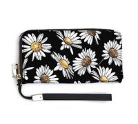 Carteras de PU para mujer Funda para teléfono celular Bolsa con funda Lindo bolso de mano con cremallera de gran capacidad para niñas Damas Compatible con flores de manzanilla o margaritas Cartera ne