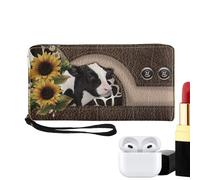 Carteras de Vaca para Mujer, Carteras con Estampado de Vaca para Mujer Correa - Cartera de Cuero PU con Correa Estampado de Vaca | Elegante Bolsa de Efectivo para Tarjetas de crédito para Negocios