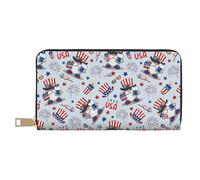 Carteras delgadas de cuero para mujeres y hombres, cartera de tarjetas I Love USA para mujeres y hombres con cremallera