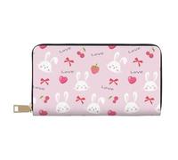 Carteras delgadas de cuero para mujeres y hombres - Lindo conejo amor azúcar rosa cartera para mujeres hombres con cremallera