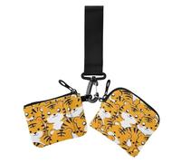 Carteras dobles con diseño de tigres de dibujos animados para mujer, tamaño compacto, protector de tarjeta de identidad con bolsillo para monedas con cremallera para el trabajo, viajes, 2 paquetes