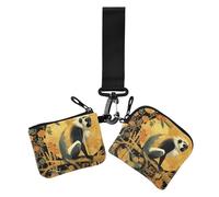 Carteras dobles de estilo bohemio negro para mujer, protector de tarjeta de identidad desmontable delgado con correa de muñeca para dama, paquete de 2, Mono negro estilo boho, 1 size, Casual