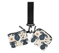 Carteras dobles para mujer, diseño de vaca, estilo bohemio, color pastel, fundas para tarjetas de visita, delgadas, desmontables, con bolsillo para monedas con cremallera, 2 unidades, Boho Cow Pattern